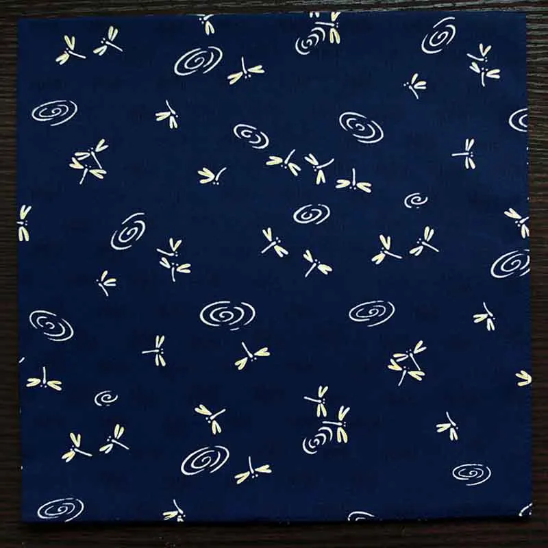 Dark blue Японский стиль, толстый хлопковый Платок для мужчин и женщин, многофункциональный большой квадратный карман, намочник, рисунок стрекозы, хорошее качество, косынки - Цвет: Dark blue
