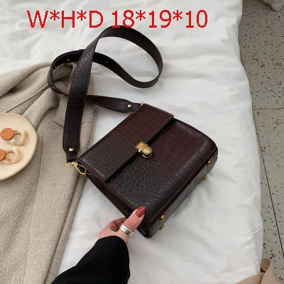 Coffee D Модные женские дизайнерские сумки с крокодиловыми цепочками, высококачественные женские Сумки из искусственной кожи, женские сумки через плечо из кожи аллигатора - Цвет: Coffee D