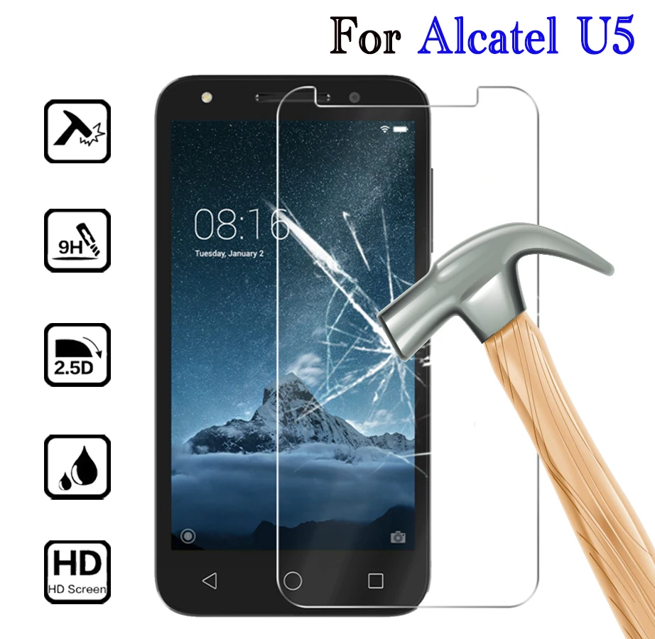 Закаленное стекло для Alcatel U5 HD 5047 U3 3g Защитное One Touch X1 OT 7053D A5 светодиодный