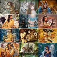 embroidery diamond painting kits for adults the life of women and wild animals room decoration living room cross stitches poster
