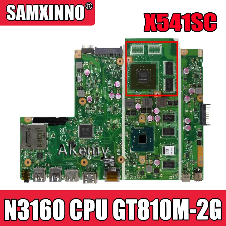 

AKemy X541SC материнская плата для ноутбука For Asus X541SC X541S X541 Teste материнская плата Оригинал 4g RAM N3160 CPU GT810M-2G