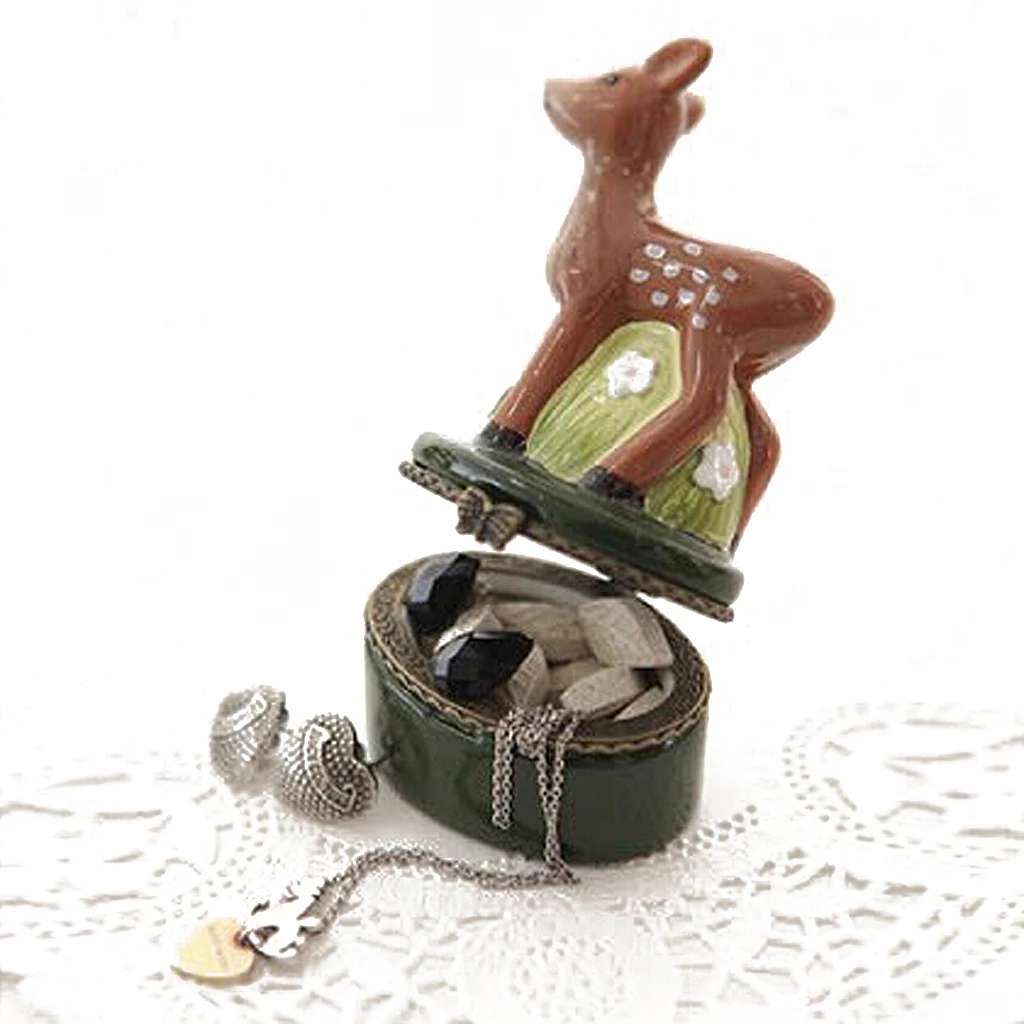 

Красивая окрашенная бижутерия из керамики коробка кольцо ожерелье хранение девушка подарок-олень DIY коробка ювелирных изделий разноцветны...