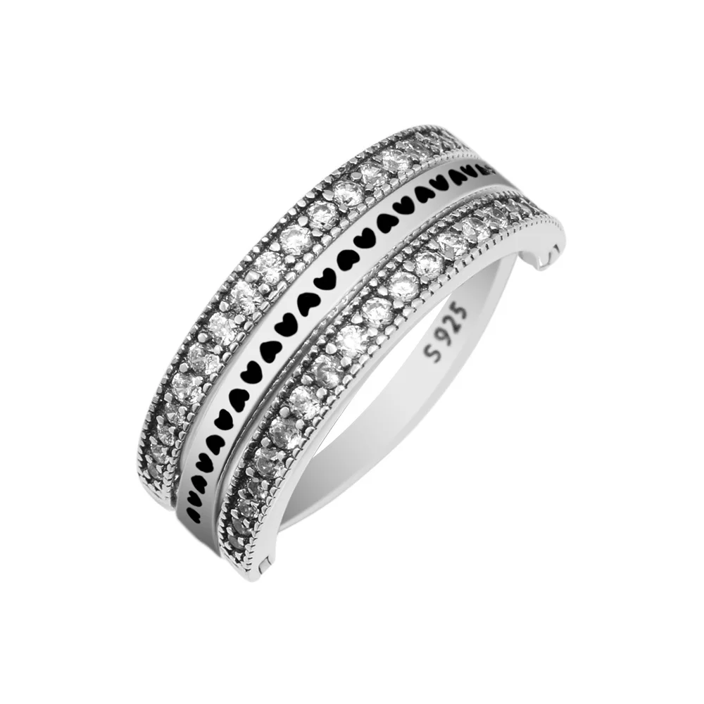 Flipping Hearts Ring Clear CZ Rings For Jewelry Making 925 Original Silver Make Up Woman Gift | Украшения и аксессуары