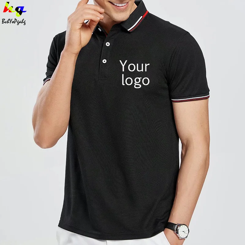 Повседневная рубашка-поло с коротким рукавом индивидуальный логотип для мужчин