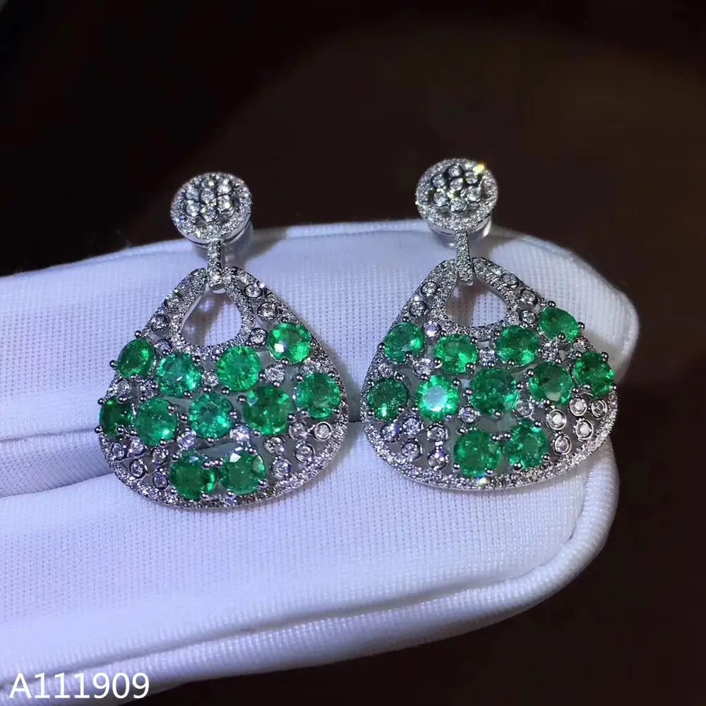 

KJJEAXCMY boutique jewelry 925 sterling silver inlaid Natural Emerald Women's earrings support detection beautiful