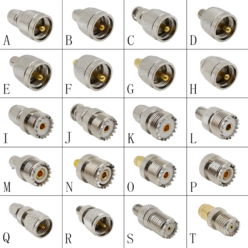 Прямой коаксиальный преобразователь с разъемами UHF RF и Male Female к F/ TNC/ BNC/ SMA/ MCX/ FME/ Mini