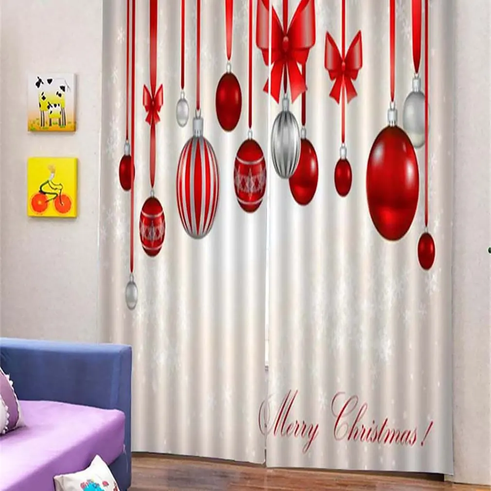 Christmas Decoration Full Blackout Hook Print Curtain Bedroom Decorative Butterfly Wind Chimes Snowflake | Дом и сад