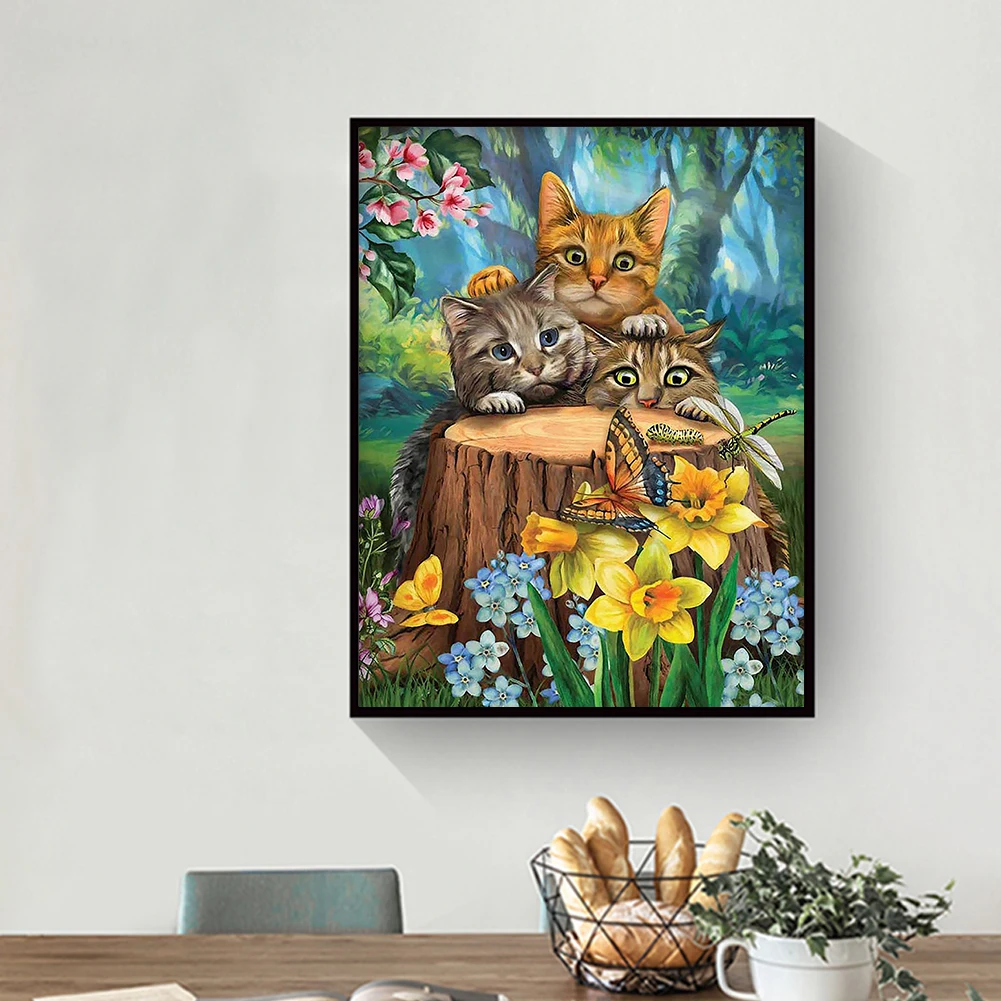 Набор для алмазной вышивки с изображением трех котов | Дом и сад