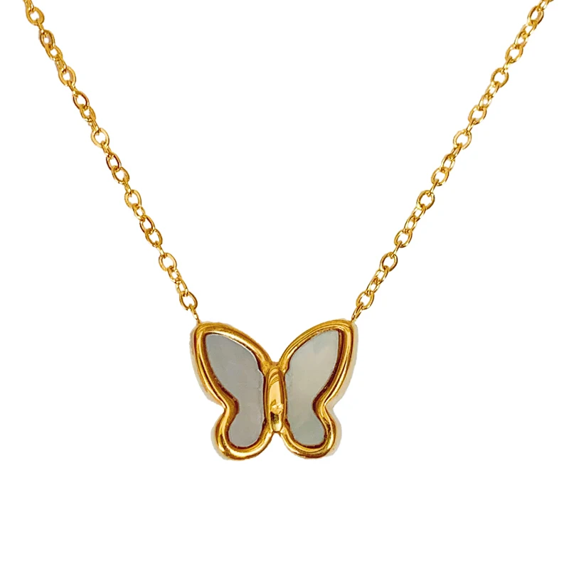 YUN RUO розовое золото элегантный кулон в виде бабочки ожерелье из титановой стали