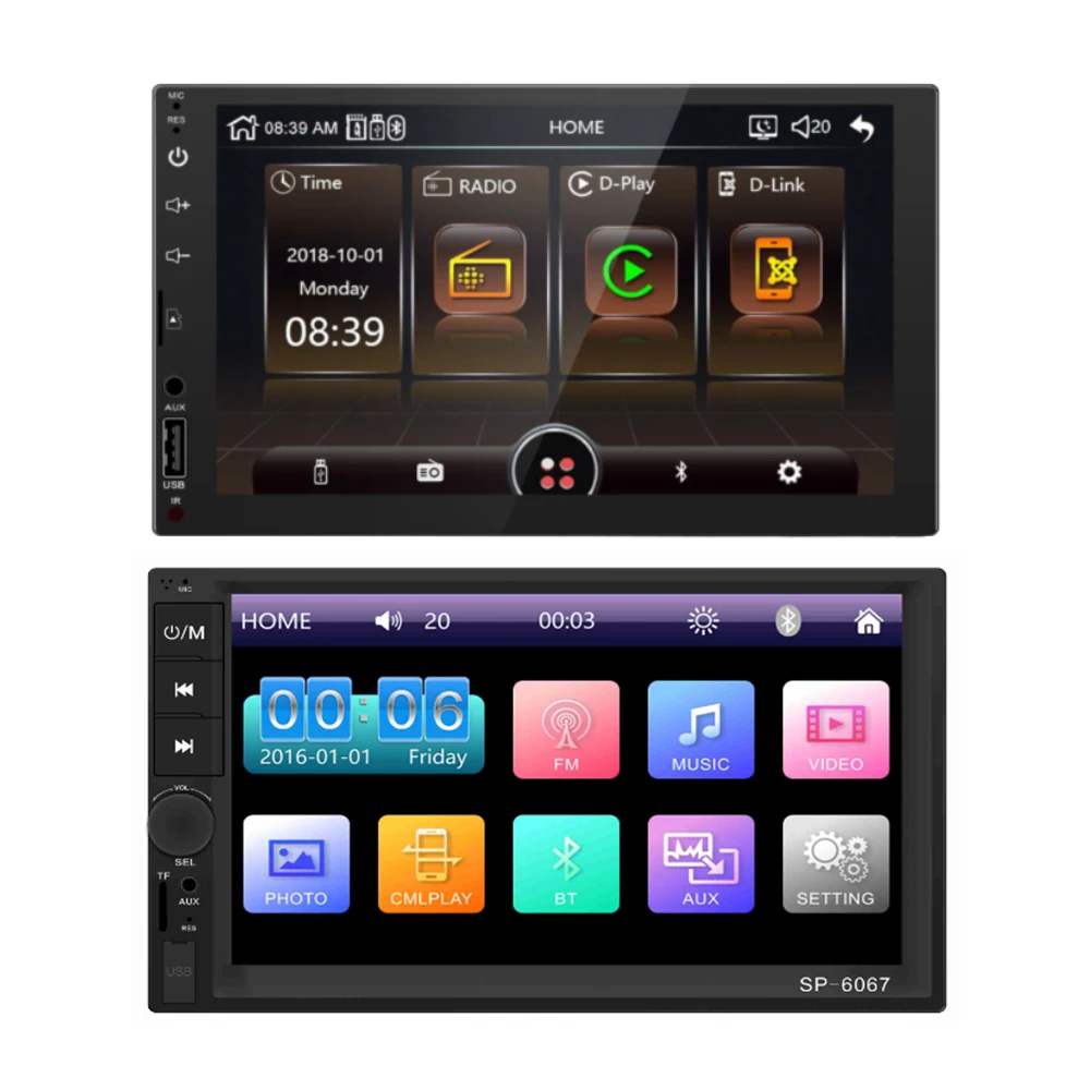 7-дюймовый автомобильный MP5 плеер MP4-плеер с двумя разъемами Bluetooth громкой связью