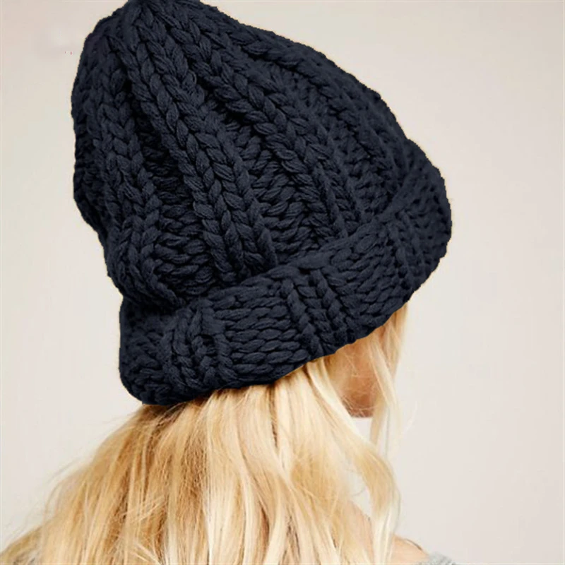 Женские зимние вязаные шапки шапка толстые мягкие теплые грубые большие