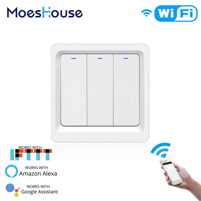 3 Gang Wi-Fi, умный светильник кнопочный переключатель приложение Smart Life/приложение Tuya дистанционного Управление работает с Amazon Alexa Google Home для голосового Управление 1/2/3 - Цвет: 3 Gang