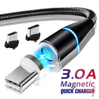1 м Магнитный быстрый USB C кабель для Huawei Samsung зарядное устройство 3A Быстрая зарядка 3,0 Micro USB Type C Магнитный телефонный шнур для зарядки и передачи данных