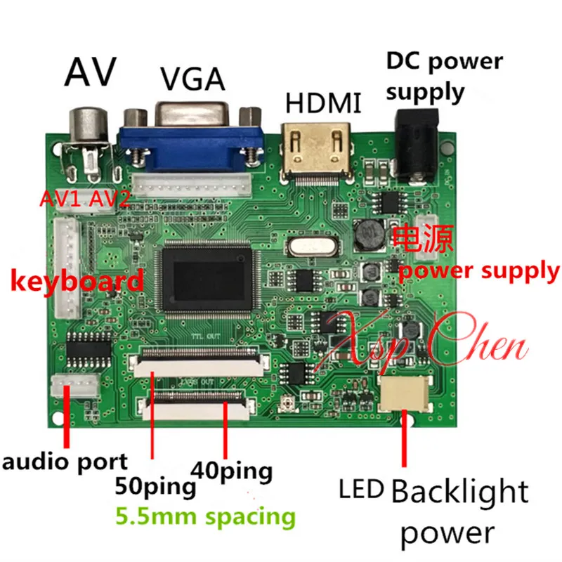 Бесплатная доставка 5 5-дюймовый телефон 10 1x80 0 ЖК-дисплей экран + HDMI VGA 2AV плата