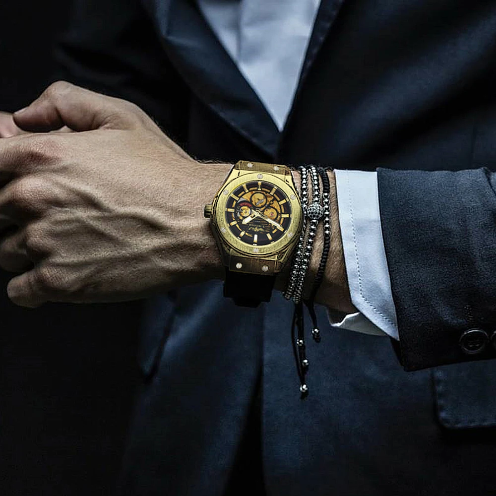 Часы скелетоны WINNER Мужские автоматические механические брендовые наручные