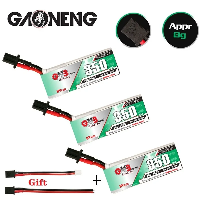 

1/2/3/4/5PCS 1S GNB 3.8V 350mAh 70C HV Lipo Battery GNB27 Connector for RC Racing Drone DIY Accessories Replacement Spare Parts