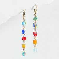 new summer women long colorful colored glaze drop dangling earrings