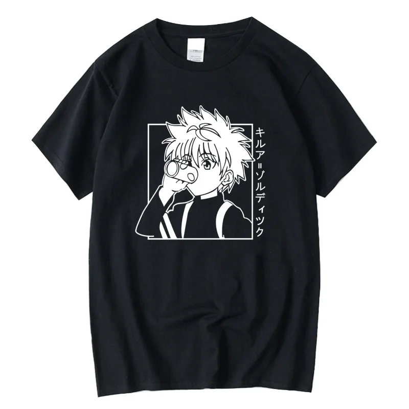 

XIN YI Men's Casual High Quality 100% Cotton T-shirt Tops Kawaii Hunter X Hunter Tshirt Killua Zoldyck T-shirt Anime Tee Shirt
