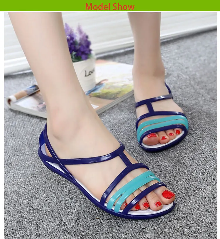 Women Flat Sandals Jelly Shoes Summer Beach Shoes Sandalia Feminina Candy Color Slides Ladies Slippers Chaussures Femme