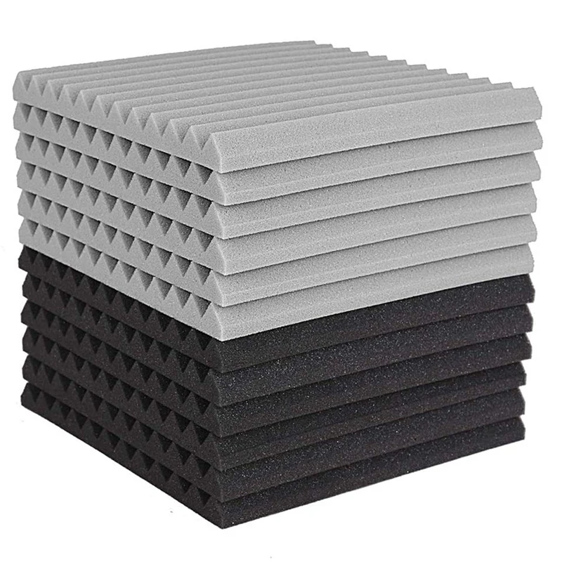 

12 Pcs Acoustic Foam Board,Studio Wedge Tile,Acoustic Foam Soundproof Pyramid Studio Treatment Wall Panel 2.5X30X30cm