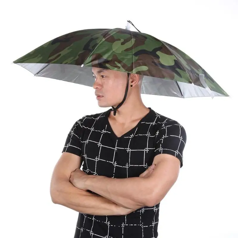 

Портативный головной убор с зонтиком от дождя, армейская Зеленая Складная уличная рыбалка, солнцезащитный козырек, водонепроницаемый голо...