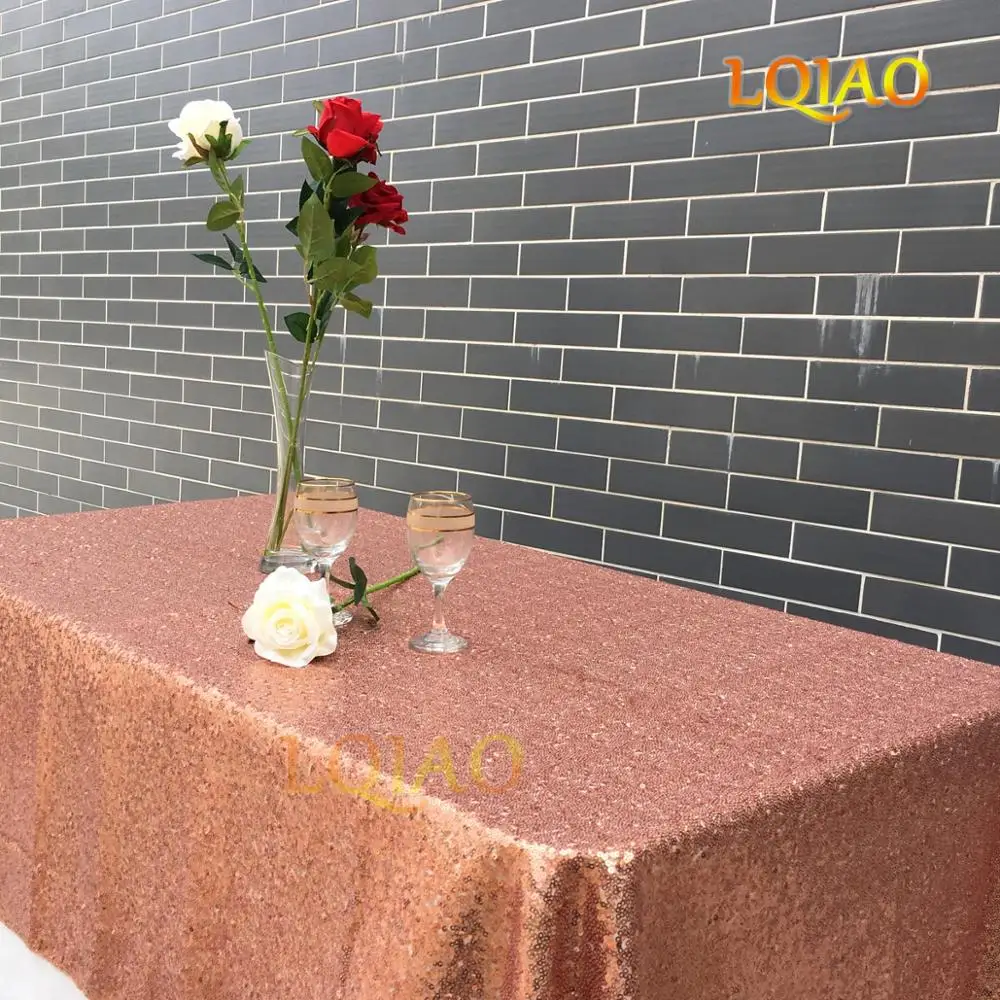 Rose Gold Блестящая прямоугольная скатерть из розового золота с блестками 90 дюймов x 132 дюймов для свадебного торта, скатерть с блестками, украшение стола - Цвет: Rose Gold