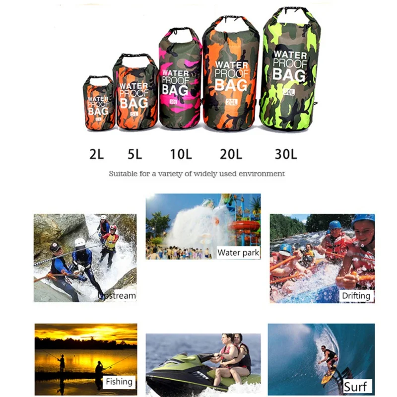 

Hotsale Camouflage Bucket Bag Waterdichte Draagbare Rafting Duiken Dry Bag Practical River Trekking Tas