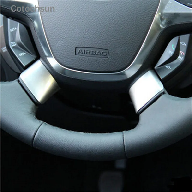 Cotochsun-pegatina de volante embellecedora de acero inoxidable para Ford Kuga Focus 3, accesorios, 2 unids/set/juego, 2012-2014