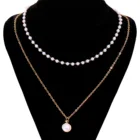 2021 модное ожерелье-чокер с жемчугом Kpop, милая Классическая двухслойная подвеска-цепочка для женщин, ювелирные изделия, подарок для девушки, чокер