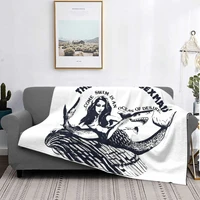 vintage mermaid flannel microfiber plush throw blanket home decoration
