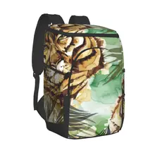 Protable Insulated Thermal Cooler Waterproof Lunch Bag African TigersPicnic Camping Backpack Double Shoulder Wine Bag