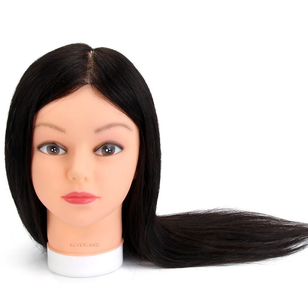 100% Real Animal Hair Training Head Practice Hairdressing Black for Hairstyle Clamp Mannequin Cosmetology | Дом и сад