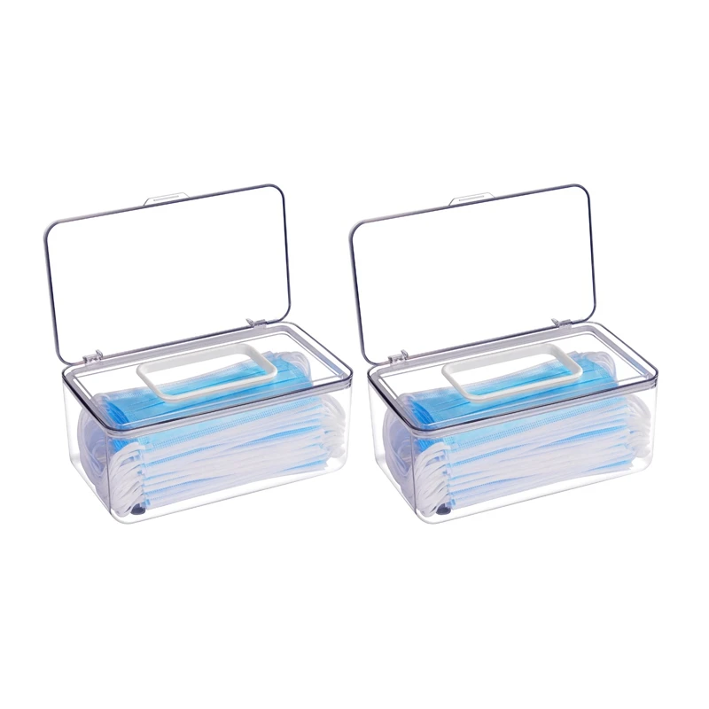

2 PCS Mask Storage Case Mask Dispenser Box Tissue Holder Wet Wipes Box for Office Personal Items Storing