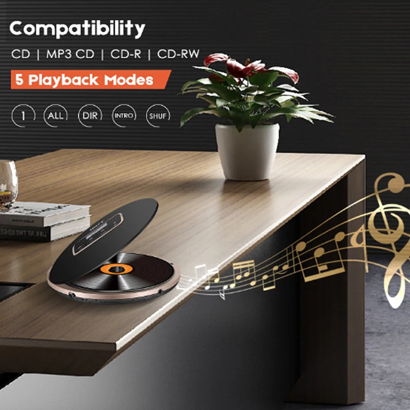 Портативный CD-проигрыватель CD611T с Bluetooth ЖК-дисплей противоударный автомобильный