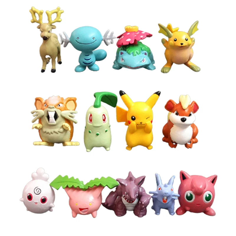 

13 Pcs/set Pokemon Doll Model Ornaments Anime Figure Bulbasaur Jigglypuff Cartoon Figures Children Gift Kawaii Toys Girls Boys