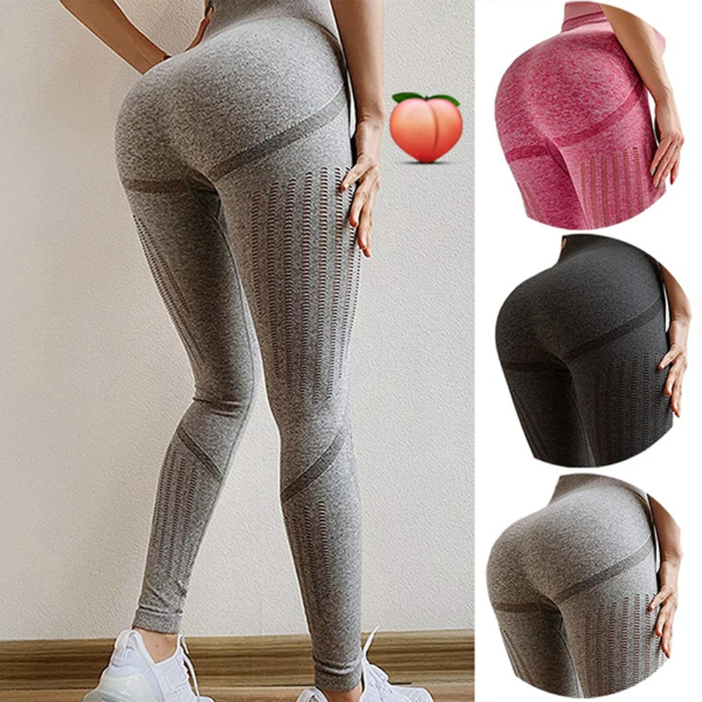 

KIWI RATA Sports Leggings Women Seamless Tummy Control Yoga Pants Stretchy High Waist Tights Pants Push Up Running Leggings