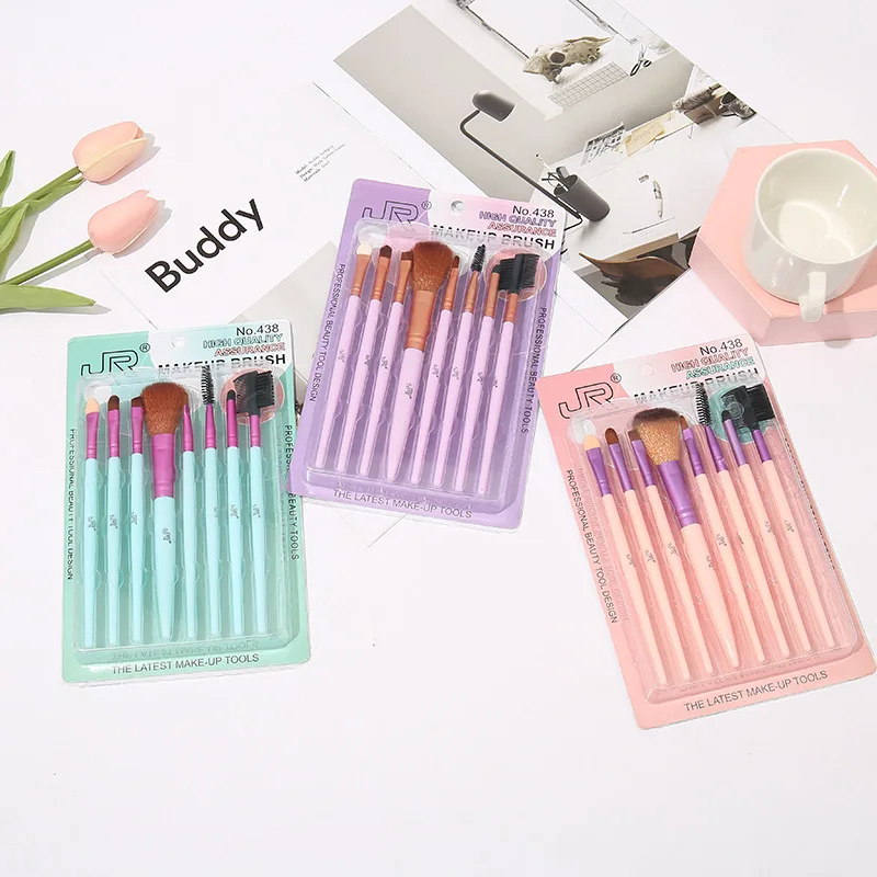 Набор из 8 кистей для макияжа розовая синяя кисть теней век инструмент красоты