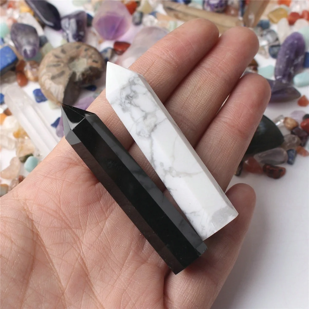 Красочные чакры кварцевый кристалл обелиск шар и гравий минеральные образцы