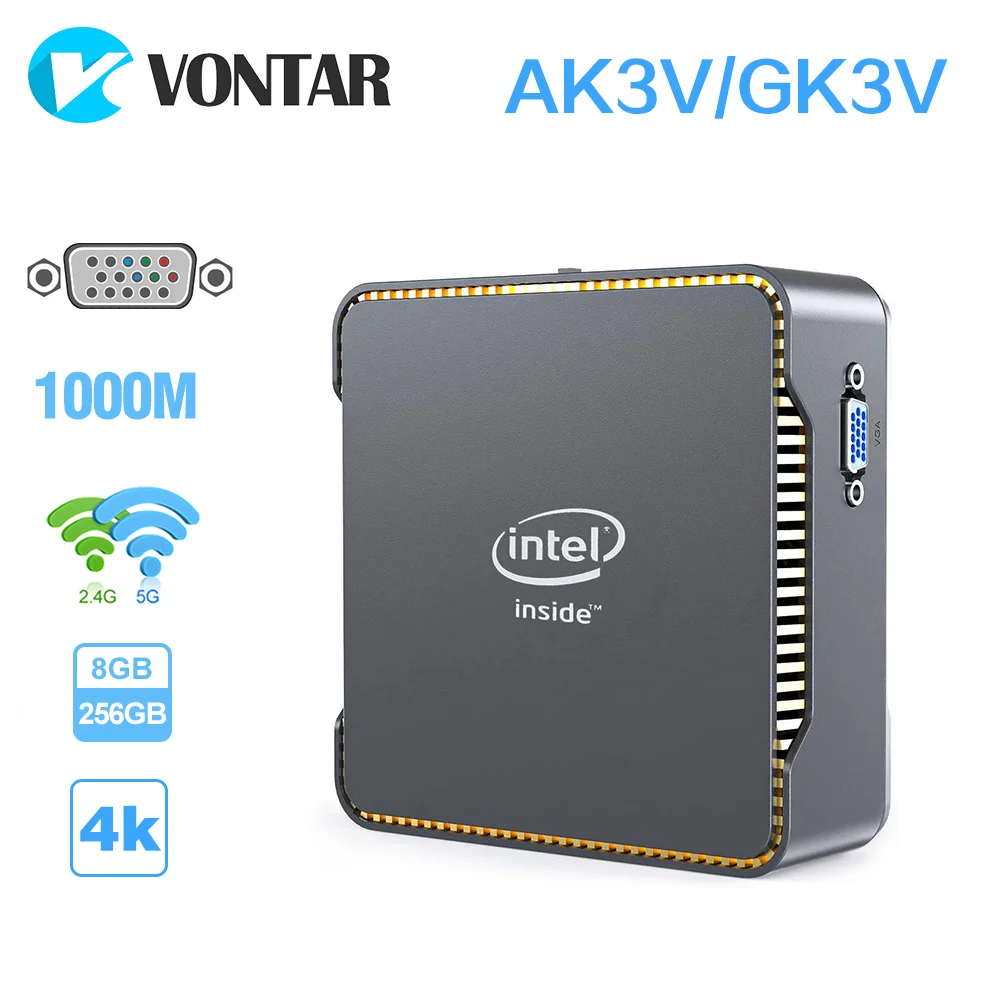 Мини ПК VONTAR GK3V AK3V Intel Celeron J4125 J3455 четырехъядерный DDR4 8 ГБ 128 Windows 10 настольный