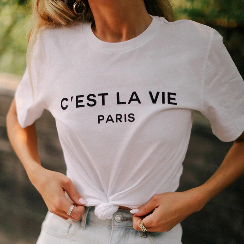 

C'est La Vie Paris Women T Shirt Cotton Cest La Vie Paris T-Shirt French Fashion Clothes Aesthetic Grunge Crewneck Harajuku Top