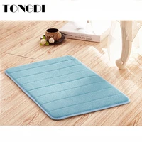 tongdi bathroom carpet mat soft shower quick drying elastic coral velvet suede anti slip rug decoration for home bath kitchen