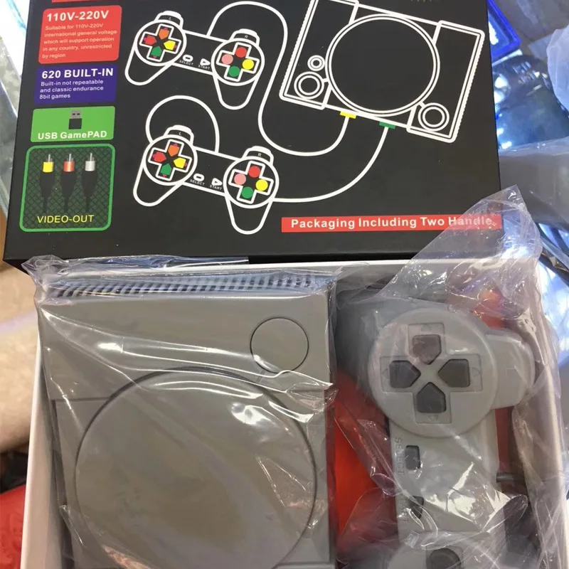 with Box Мини игровая консоль для двух игроков 8 бит игровая консоль 620 Детские классические игры AV Out family tv Ретро игровой контроллер - Цвет: with Box