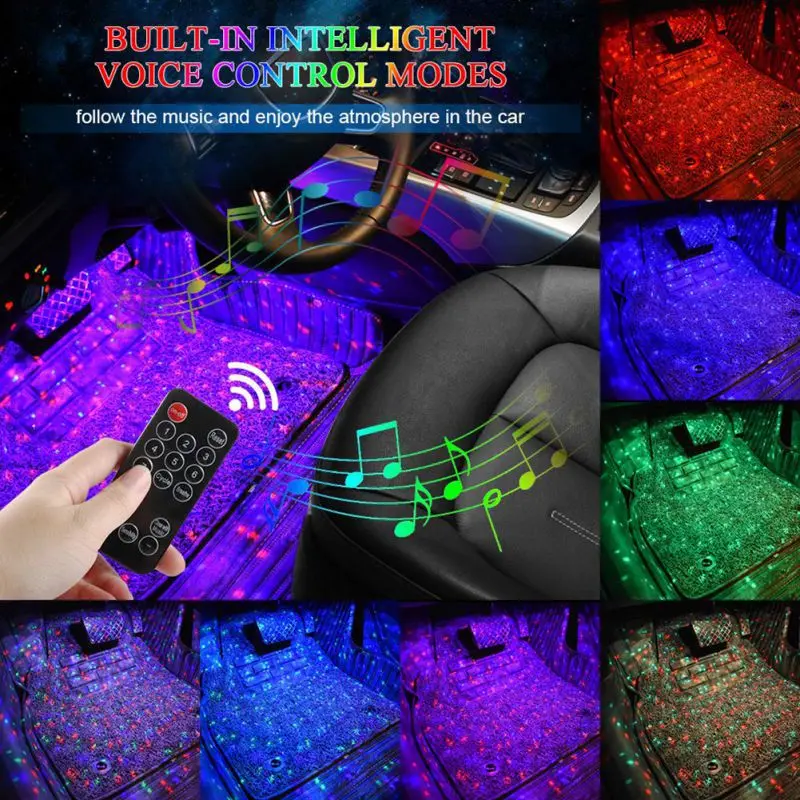 USB автомобильная Звездная подсветка внутренняя атмосферная музыка голосовое
