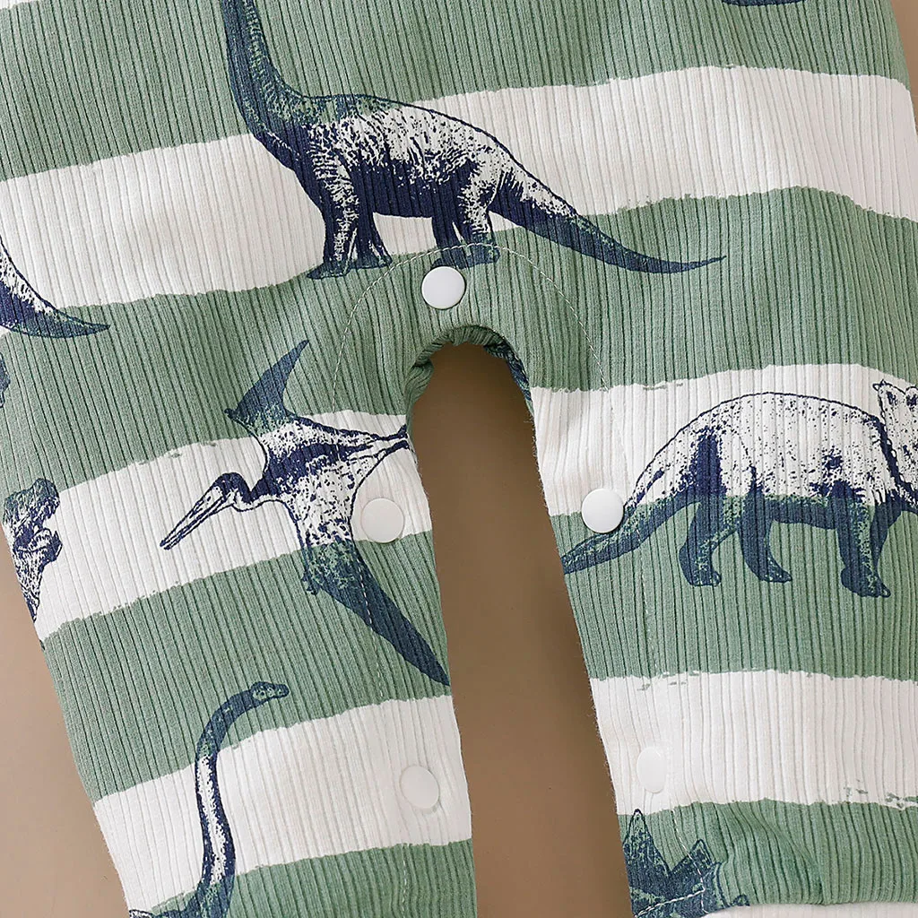 Детские комбинезоны для девочек мальчиков мультфильм Динозавр в полоску с