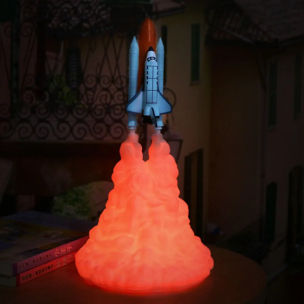 Straight Lamp 3D принт космический челнок лампа ночник для космических вентиляторов луна лампа ракетная лампа как украшение комнаты дропшиппинг - Испускаемый цвет: Straight Lamp