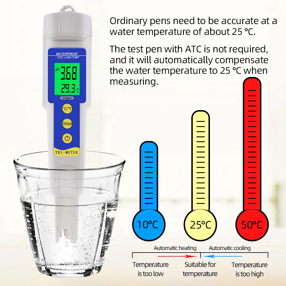 Multi-parameter Digital TDS Tester PH Meter temperature Water Quality 0.01 Acidometer for Aquarium Fishing Monitor 36%off | Инструменты