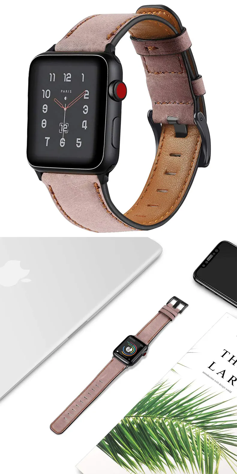 Ретро-стиле, из натуральной кожи, ремешок для наручных часов Apple Watch 4 5 44 мм 40 мм, 42 мм, 38 мм, версия наручных часов iwatch, ремешок Watch series 5/4/3/2/1 браслет аксессуары