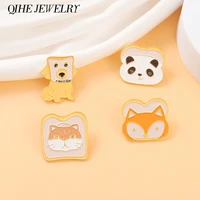custom bread animals enamel pins panda fox dog cat brooches badge jacket backpack accessories gift women men kids jewelry