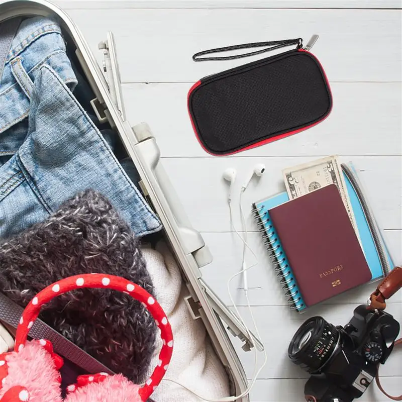 

USB Cable Digital Accessories Storage Bag Earphone Storage Pouch With Hand Strap Outdoor Storage Bag