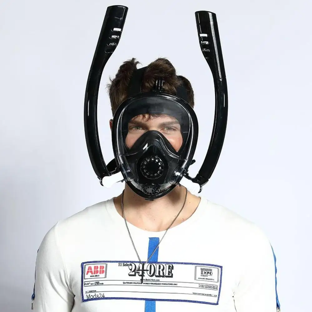 Double tube Diving mask Children &amp Adult Full face Snorkeling dry skin dive Underwater swimming scuba Anti-fog Snorkel | Спорт и